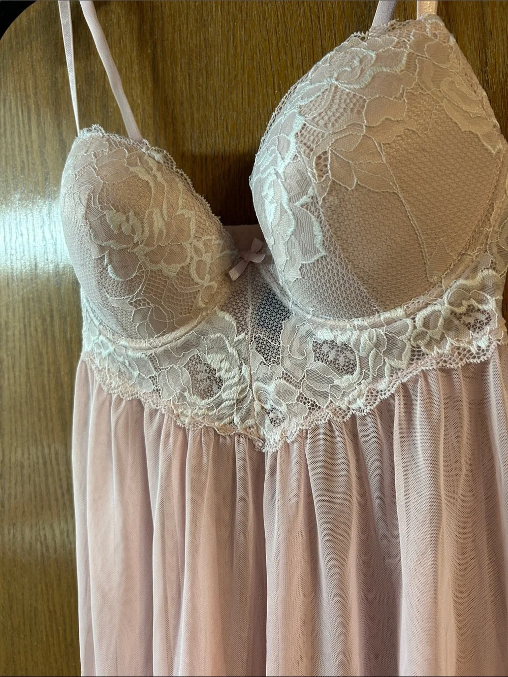 Pink Rachel Roy Medium Lace Push Up Babydoll Chemise Lingerie - Picture 4 of 12